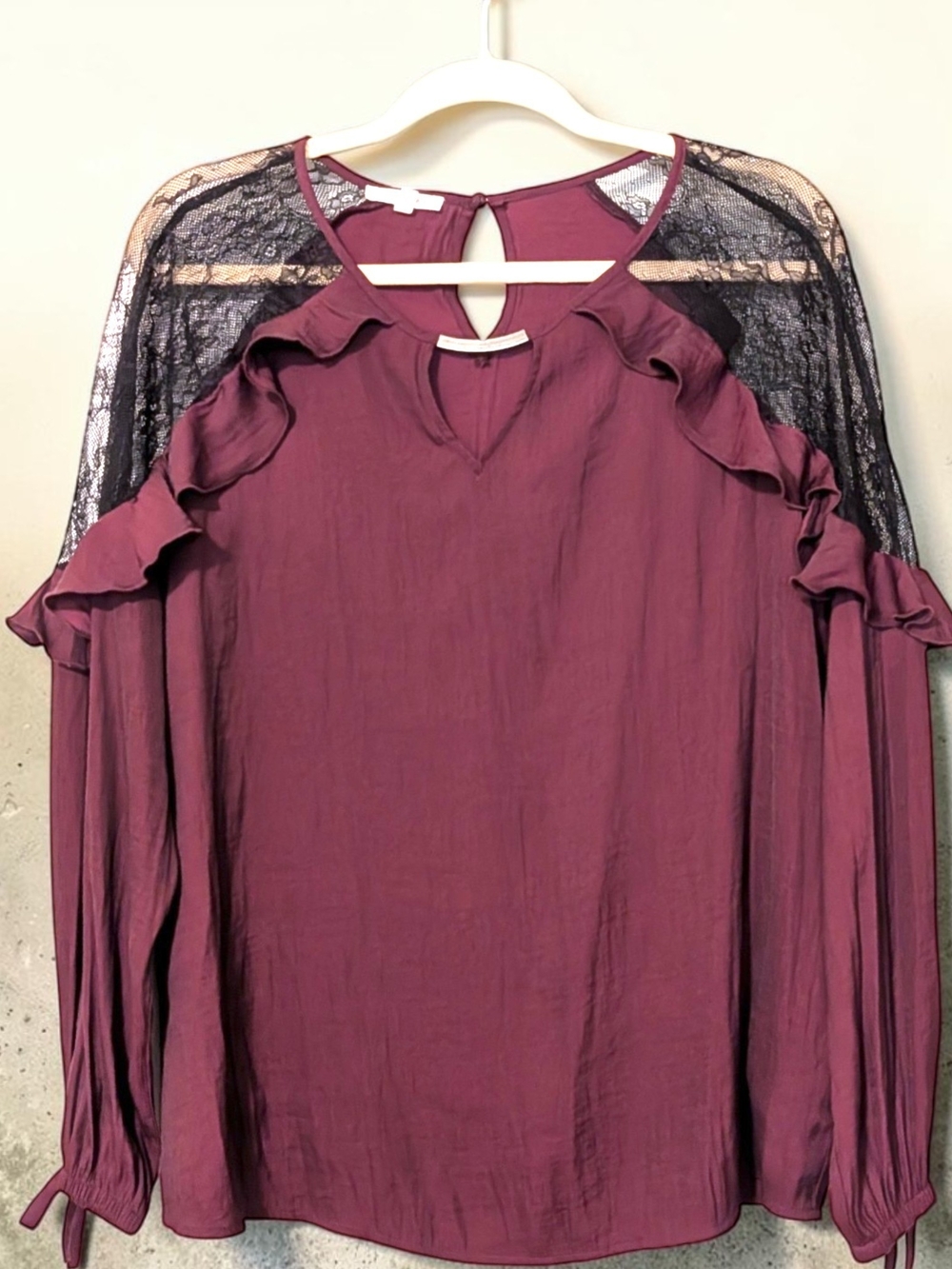 Maurices Ruffle Lace Shoulder Blouse - Wine